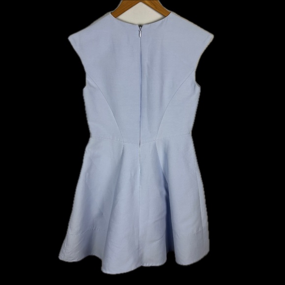 Halston Heritage Womens Fit & Flare Cotton & Silk Mini Dress Sz 2 Blue Cocktail - Picture 3 of 10